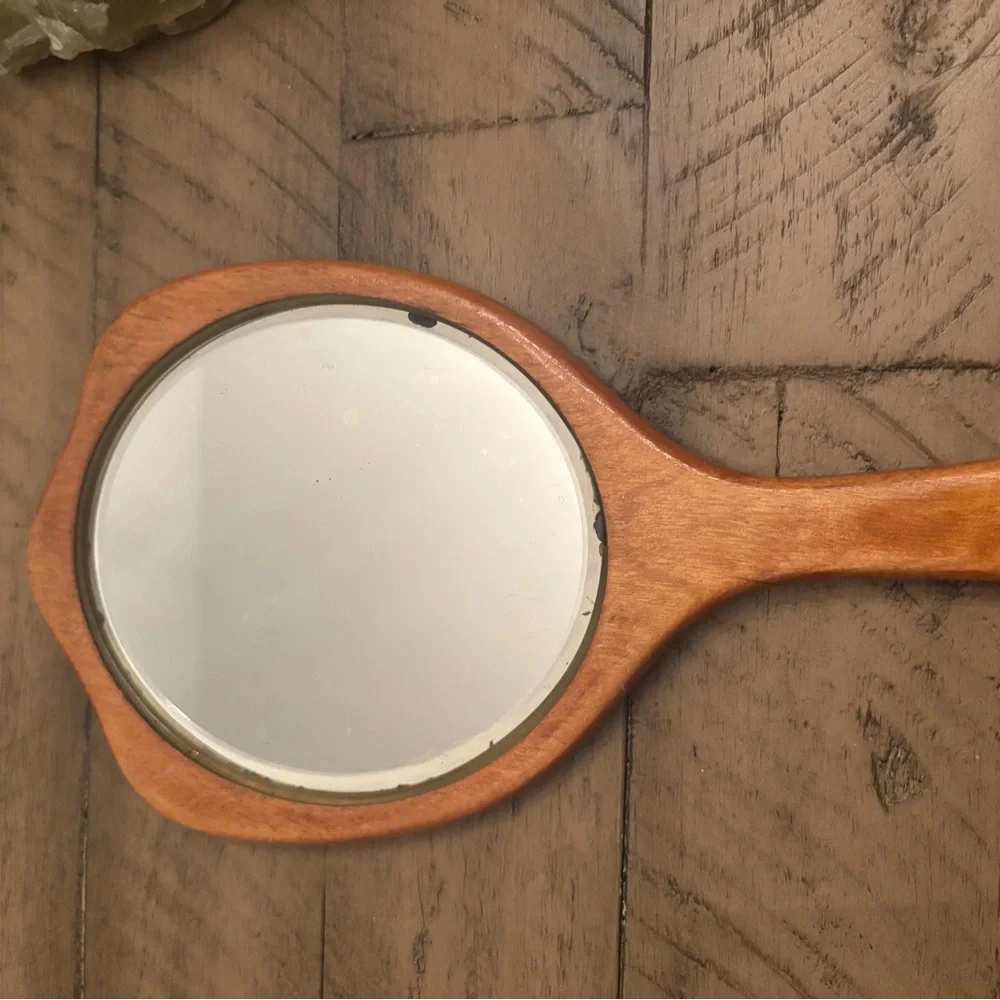 Vintage Wooden Hand Mirror